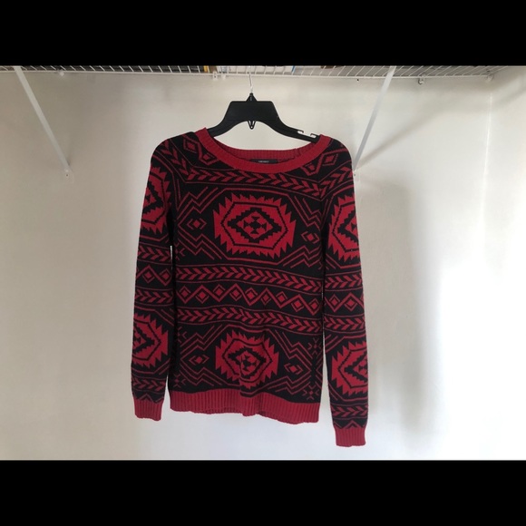Patterned red and black sweater Forever 21 small - Picture 3 of 5